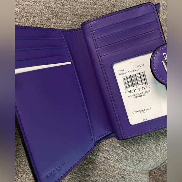 New Coach Medium Corner Zip Wallet With Mini Vintage Rose Print - Picture 7 of 8